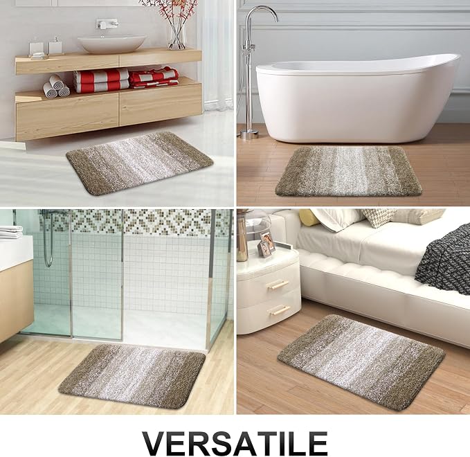 OLANLY Bathroom Rugs Mat 30x20, Extra Soft Absorbent Microfiber Bath Rugs | Coffee, Non-Slip Quick-Drying Rubber Backing, Washable Plush Bath Mat for Floor, Tub and Shower, Home Decor Accessories