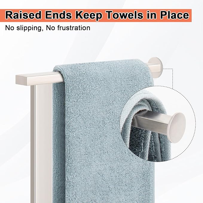 Hand Towel Holder Stand, 14.5" Hand Towel Rack with Weighted Marble Base, 304 Stainless Steel L-Shape Standing Towel Bar for Vanity Bathroom Kitchen Countertop (Brushed Nickel)