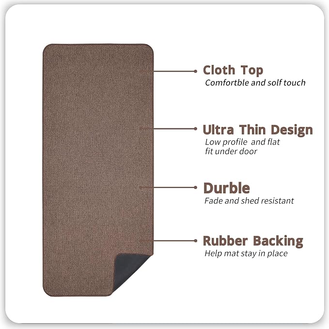 Bosap Bath Mat,Ultra Thin Bathroom Runner Rugs,Large Bath Mats for Bathroom,Quick Dry,Non-Slip,Machine Washable,Low Pile,Bath Rug,Shower Outside,Sink,Home Decor Accessories.Brown,3'x4'(36x48inch)