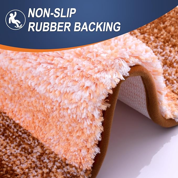 OLANLY Large Bathroom Rugs 50x30, Extra Soft Absorbent Microfiber Bath Rugs | Orange, Non-Slip Quick-Drying Rubber Backing, Washable Plush Bath Mat for Floor, Tub and Shower, Home Decor Accessories
