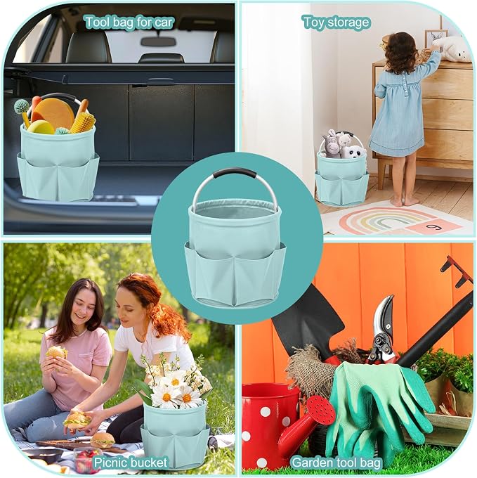 Cleaning Caddy for Cleaning Supplies,17L Cleaning Supply Caddy with Handle Foldable Cleaning Supplies Organizer Bucket Cleaning Products Organizers for Home, Garden (Light Blue)