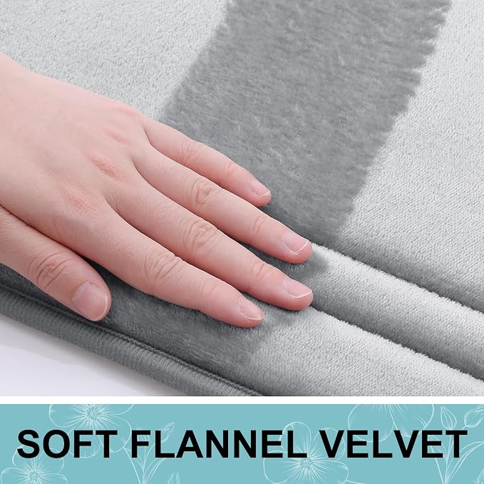 Grandaily Memory Foam Bath Mat Rug 47x17, Ultra Soft, Non-Slip and Absorbent Bathroom Rugs, Machine Wash Dry, Comfortable Bath Carpet for Bathroom Floor, Tub and Shower, Grey