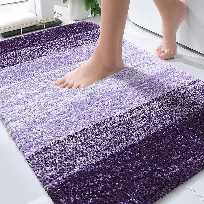 OLANLY Bathroom Rugs Mat 36x24, Extra Soft Absorbent Microfiber Bath Rugs | Violet, Non-Slip Quick-Drying Rubber Backing, Washable Plush Bath Mat for Floor, Tub and Shower, Home Decor Accessories