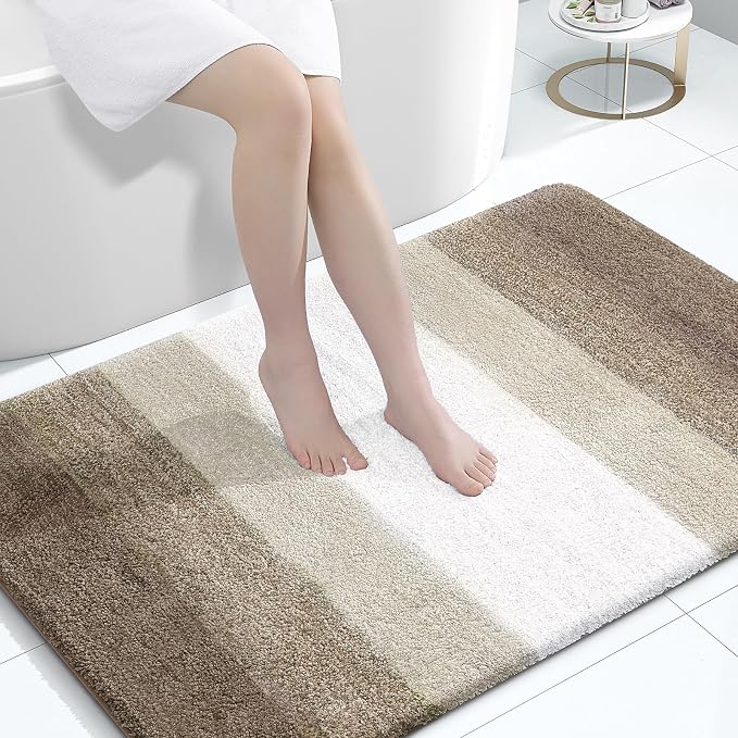 OLANLY Large Bathroom Rugs 60x40, Extra Soft Absorbent Microfiber Bath Rugs | Coffee, Non-Slip Quick-Drying Rubber Backing, Washable Plush Bath Mat for Floor, Tub and Shower, Home Decor Accessories
