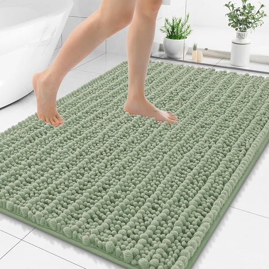 Smiry Bathroom Rugs 71X47, Extra Soft Rubber Backing Chenille Bath Mats | Sage Green Machine Washable Non Slip Quick Dry Bath Mats for Bathroom Floor, Tub, Shower, Home Decor Accessories