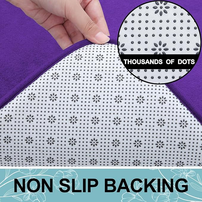 Smiry Memory Foam Bath Mat 36x24, Extra Soft and Absorbent Bathroom Rugs | Deep Purple, Quick Dry Machine Washable Non-Slip Bath Mat for Bathroom Floor, Shower and Tub