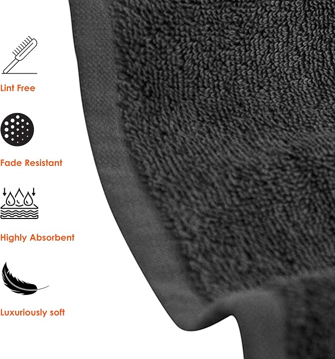 QUBA LINEN 100% Cotton Washcloth Set – Soft, Absorbent Face Towels for Bathroom & Gym Use – Durable, Reusable & Machine Washable Wash Cloths - Gray Color, 12x12 Inches, Pack of 12