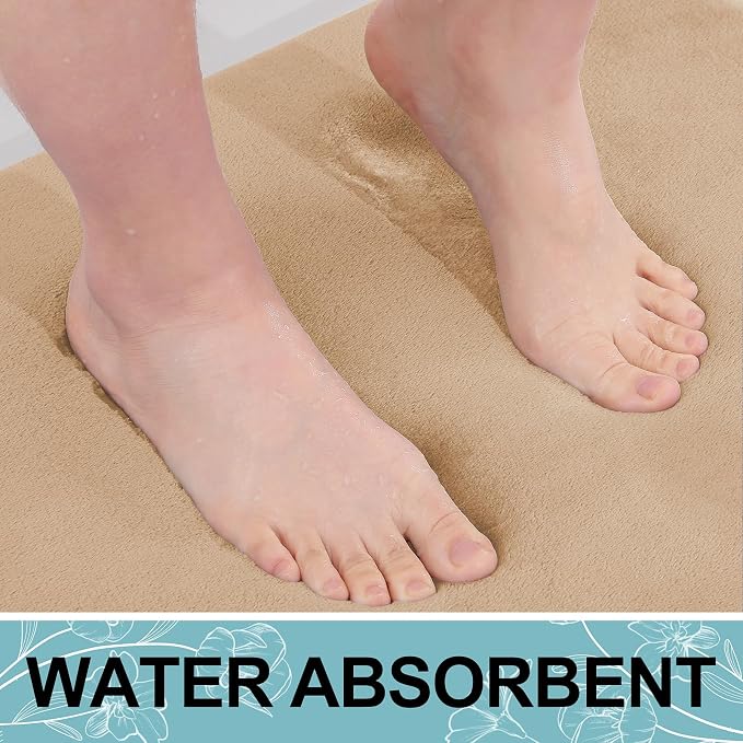 Smiry Memory Foam Toilet Rugs 24x20, Extra Soft Absorbent Bathroom Rugs | Camel, Quick Dry Machine Washable Non-Slip Contour Bath Mat for Toilet