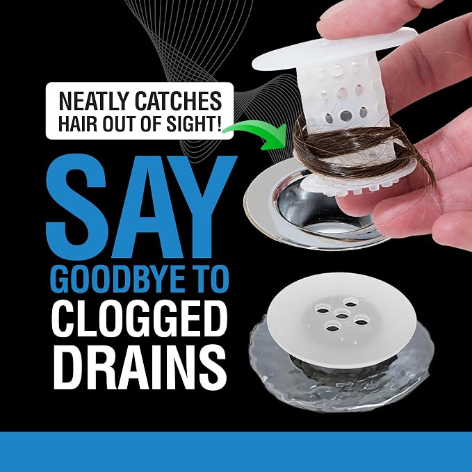 TubShroom Bathtub Drain Hair Catcher – In-Drain Tub Strainer & Clog Prevention Protector, Fits Standard 1.4”–1.75” Tub Drains, Easy Clean, Captures Human & Pet Hair out of Sight (Clear)