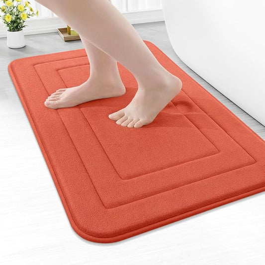 Arotive Memory Foam Bathroom Rug Mat 24x16, Ultra Soft and Absorbent Bath Mat, Machine Wash Dry, Comfortable Bath Rug Carpet for Bathroom Floor, Tub and Shower, Coral