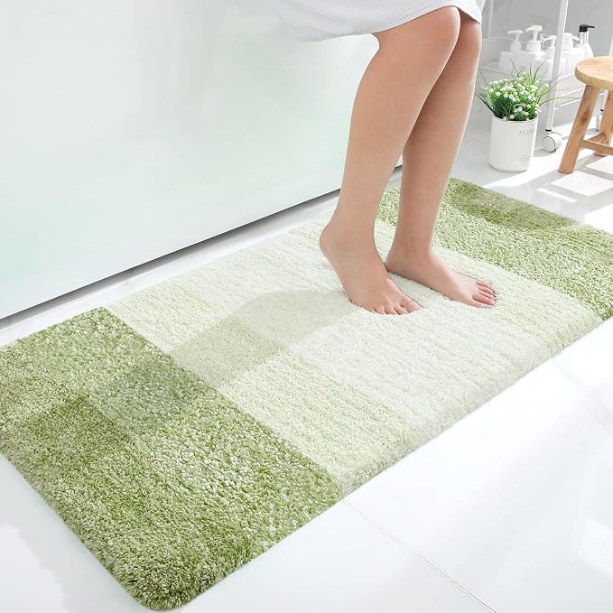 OLANLY Bathroom Runner Rug 44x24, Extra Soft Absorbent Microfiber Bath Rugs | Mustard Yellow, Non-Slip Quick-Drying Rubber Backing, Washable Long Bath Mat for Floor, Tub and Shower, Home Decor