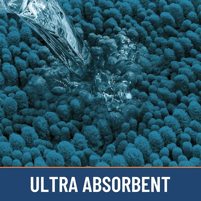 Smiry Bathroom Rugs 47X17, Extra Soft Rubber Backing Chenille Bath Mats | Peacock Blue Machine Washable Non Slip Quick Dry Bath Mats for Bathroom Floor, Tub, Shower, Home Decor Accessories