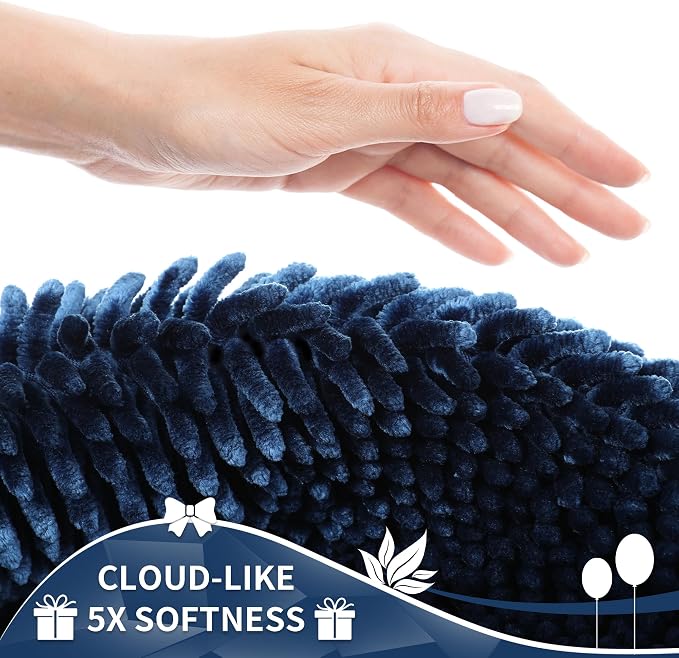Yimobra Bathroom Rug Set 2 Piece, Luxury Shaggy Bath Mat Set with Non Slip Backing, Ultra Soft & Absorbent Mats for Bathroom Floor, Machine Washable, 44"x24"+24"x17", Peacock Blue
