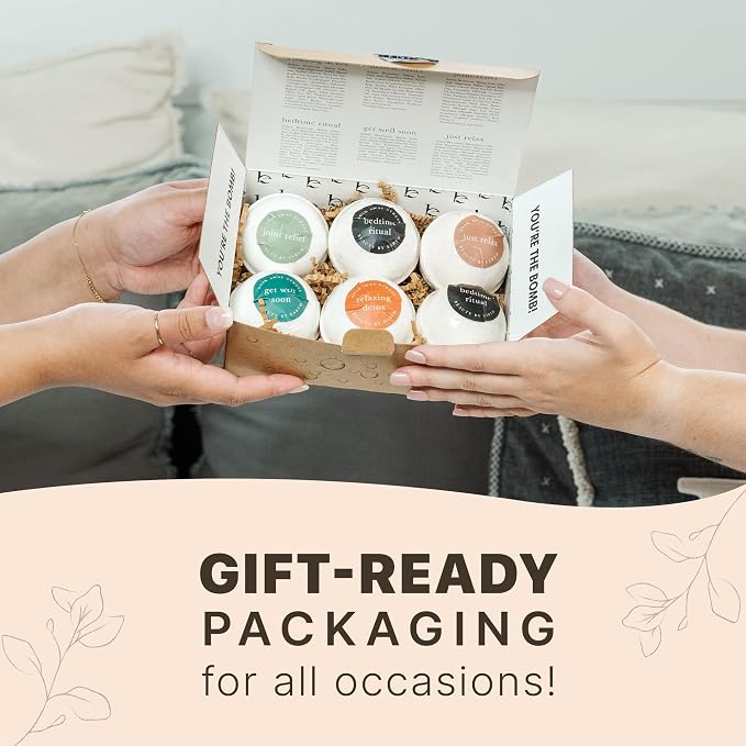 Bath Bombs Gift Set - USA Made with Organic & Natural Ingredients | Relaxing Spa Gifts for Women & Men