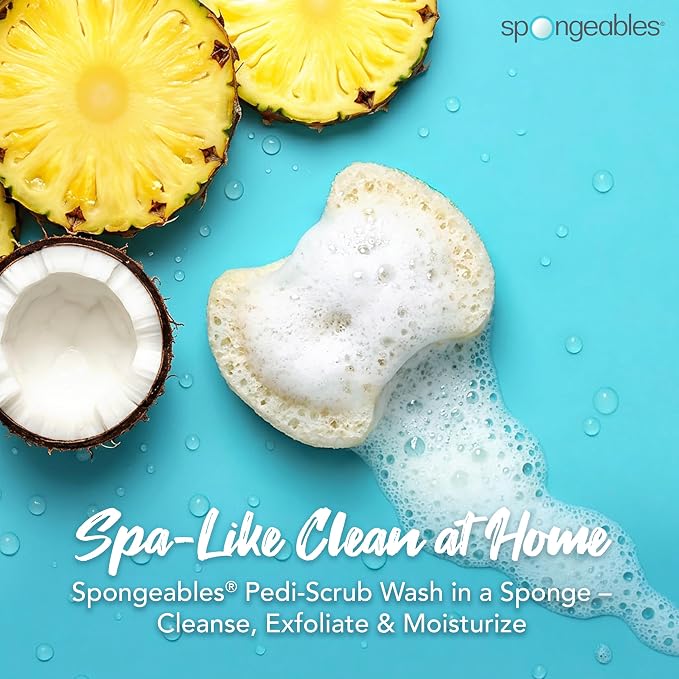 Spongables Pedi Scrub Foot Exfoliating 20+ Wash Sponge, Pina Colada, 1 Count