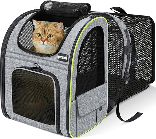 pecute Cat Backpack Expandable, Cat Carrier Backpack with Breathable Window | Durable Oxford Cloth, Lockable Zipper,Use for Pet Under 11 lbs to Travel