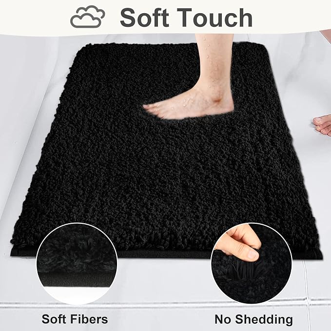 Bathroom Rugs Sets 3 Piece Non Slip Washable Bath Mat Set | Microfiber bath rug set with toilet mats for bathroom , Soft Absorbent toilet rug set TPR Rubber Backed bathroom floor mat