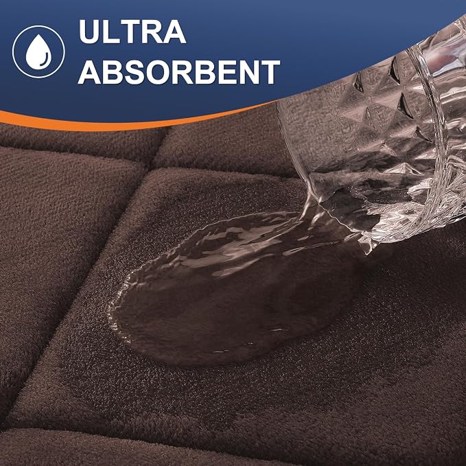 OLANLY Memory Foam Toilet Rugs U-Shaped 24x20, Ultra Soft and Absorbent | Brown, Quick Dry Commode Contour Rugs, Machine Washable, Comfortable Bathroom Contour Bath Mats for Toilet Base