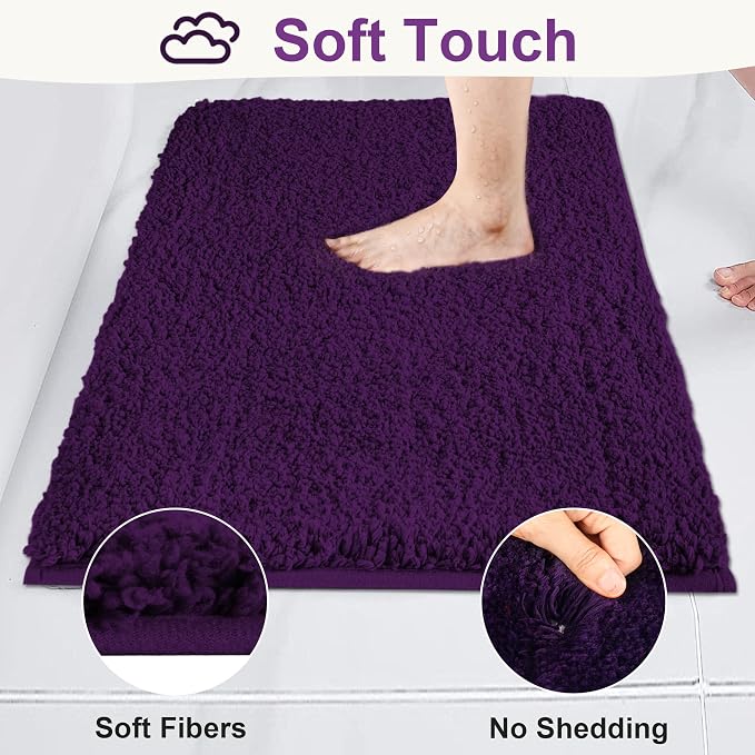 Bathroom Rugs Sets 2 Piece Non Slip Washable Bath Mat Set | Microfiber bath rug set with toilet mats for bathroom , Soft Absorbent toilet rug set TPR Rubber Backed bathroom floor mat