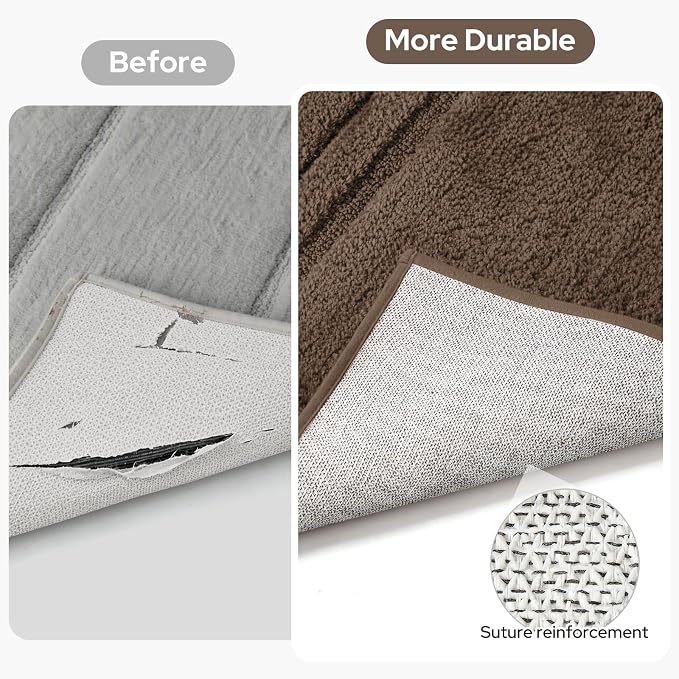 HOMEIDEAS Bathroom Rugs Sets 2 Piece, Super Soft and Absorbent Non Slip Microfiber Machine Washable Bath Mat Set (20" x 32" + 16" x 24", Brown) | Ultra Absorbent, Microfiber Machine Washable Bath Rug Set, for Bathroom, Tub, Shower 20" x 32" + 16" x 24"