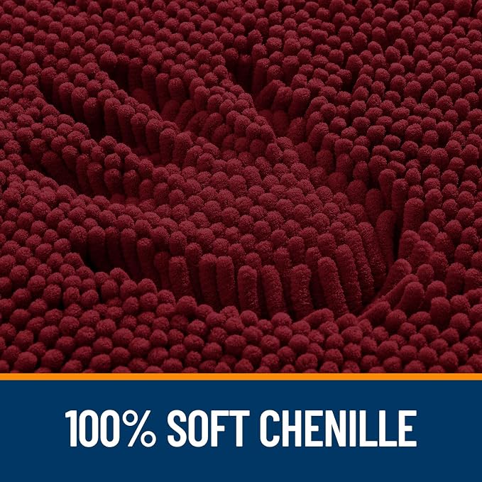 OLANLY Bathroom Runner Rugs 59x24, Extra Soft Absorbent Chenille Bath Rugs | Burgundy, Quick-Drying Rubber Backing, Washable Long Bath Mat for Bathroom Floor, Tub and Shower, Home Decor Accessories