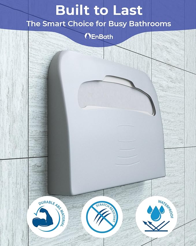Commercial Toilet Seat Cover Dispenser Wall Mount, White Half-Fold Toilet Seat Cover Holder for Bathroom/Restroom