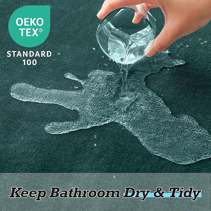 Bathroom Rugs Sets 2 Piece, Non-Slip & Quick Dry Bath Mat Set, Ultra Soft Velvet Bath Rugs for Bathroom, Toilet and Shower Floor, Peacock Blue