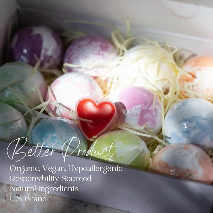 EvolutionUSA 12 Mother’s Day Bath Bombs for Women – Beautiful Bath Bombs for Mom, Thoughtful Mother’s Gift of Luxury & Relaxation, Gorgeous Bath Balls Set, Luxury Aromatherpy Bathbombs, Gift Set Women