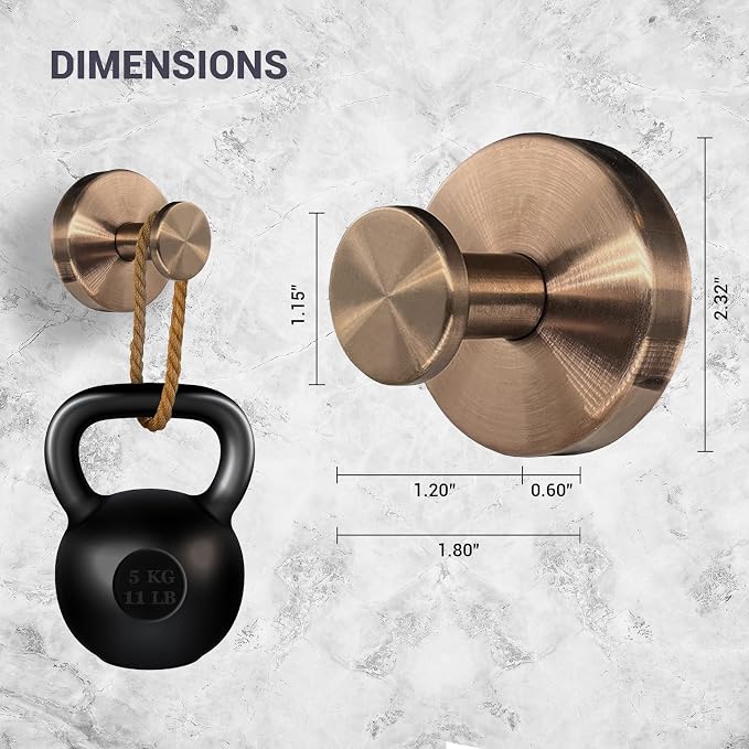Suction Cup Hooks for Shower - 2 Pack, Bronze - Stainless Steel, Strong Suction, No Drill, Removable Hanger, Tile Bathroom Kitchen Wall, Glass Door, Mirror Hook Hanging Robe, Towel Holder