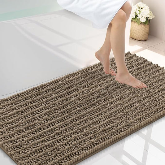 Smiry Bathroom Rugs 44X24, Extra Soft Rubber Backing Chenille Bath Mats | Camel Machine Washable Non Slip Quick Dry Bath Mats for Bathroom Floor, Tub, Shower, Home Decor Accessories