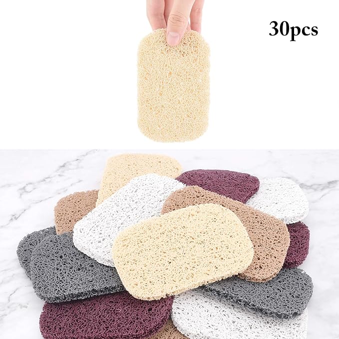 AHANDMAKER Soap Lift Pad, 30 Pcs 5 Colors Soap Saver Soap Dish Holder Accessory Drains Water, Circulates Air, Extends Soap Life for Bathroom, Kitchen, Office, Gym