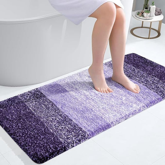 OLANLY Bathroom Runner Rug 47x20, Extra Soft Absorbent Microfiber Bath Rugs | Violet, Non-Slip Quick-Drying Rubber Backing, Washable Long Bath Mat for Floor, Tub and Shower, Home Decor
