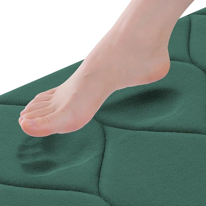 Smiry Memory Foam Bath Mat 36x24, Ultra Soft Absorbent Bathroom Rugs | Hunter Green, Plush Quick Dry and Machine Washable Cushion Bath Mats for Bathroom, Shower, Tub & Home Decor