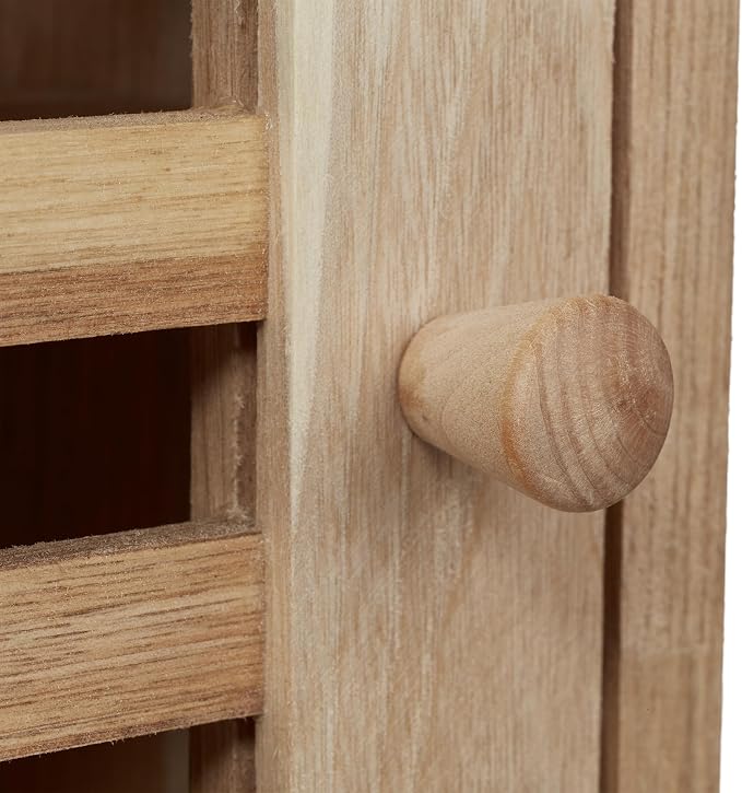 Relaxdays Wall Cabinet, 2 Levels, Door with Magnetic Lock, Narrow Wooden Storage, Bathroom, Kitchen, 42x42x18cm, Natural