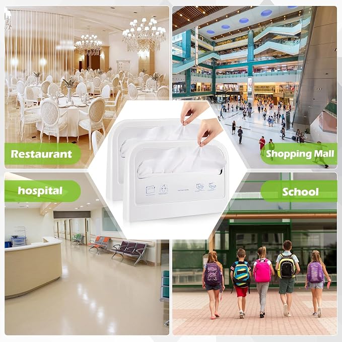 Hushee 4 Pcs Toilet Seat Cover Dispenser Wall Mount, Half-Fold Disposable Toilet Seat Cover Holder for Commercial Bathroom Restroom Use (White)