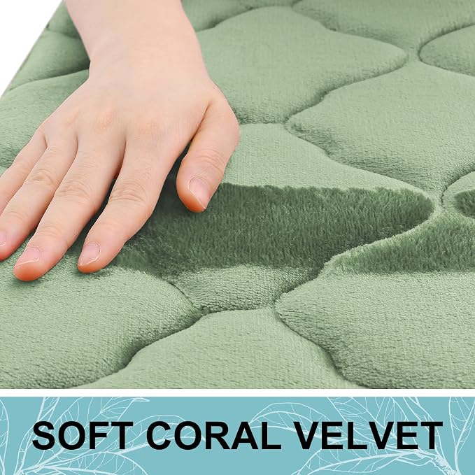 OLANLY Memory Foam Bath Mat Rug 36x24, Ultra Soft Bathroom Rugs, Sage Green | Thick Absorbent Carpet, Non-Slip Backing, Machine Washable, for Bathroom Floor, Tub, Shower and Home Decor Accessories