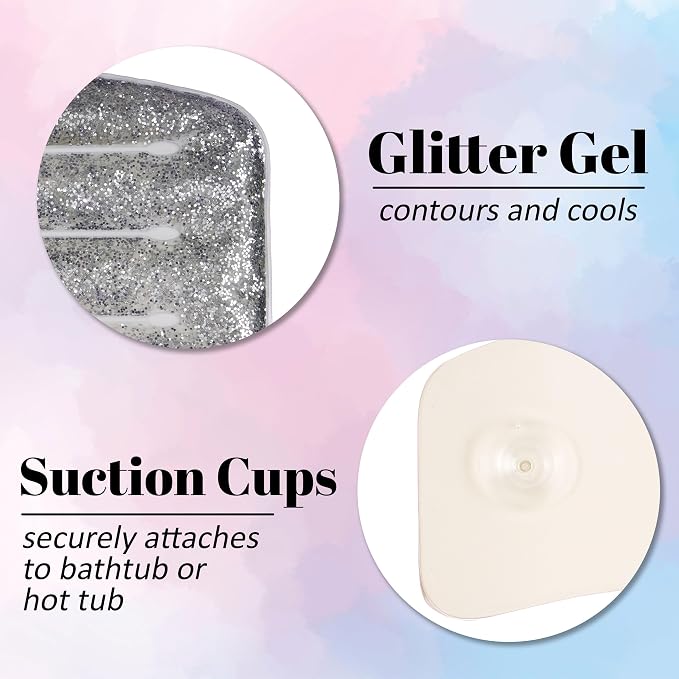 Glitter Gel Cooling Spa Pillow -Bathtub & Hot Tub Relaxation Cushion (Pack of 2)