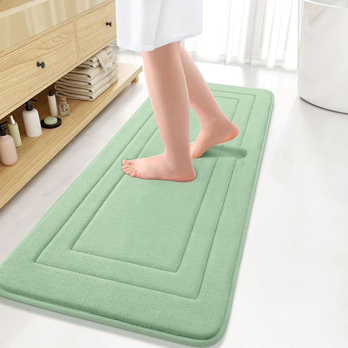 Arotive Memory Foam Bathroom Rug Mat 47x17, Ultra Soft and Absorbent Bath Mat, Machine Wash Dry, Comfortable Bath Rug Carpet for Bathroom Floor, Tub and Shower, Sage Green