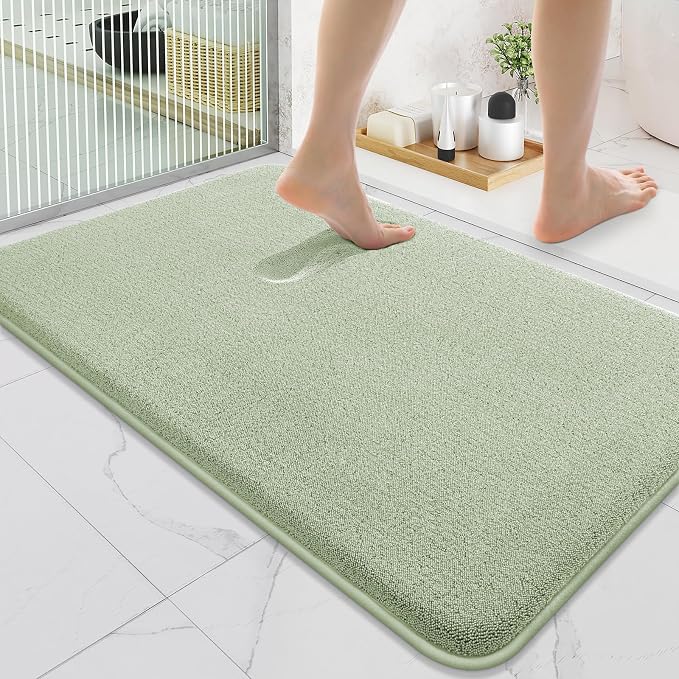 Smiry Memory Foam Bath Mat 36x24, Extra Soft Absorbent Bathroom Rugs | Sage Green Quick Dry, Machine Washable Bath Mats for Bathroom, Shower, Tub and Home Decor Accessories