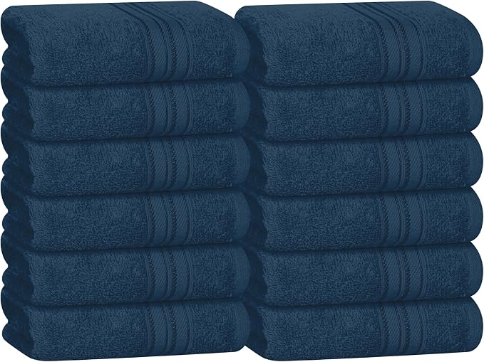 BOUTIQUO Ultra Soft Cotton Washcloths, Contains 12 Piece Face Cloths 12x12 inch, Ideal for Everyday use Face Towels, Compact & Lightweight Multi Purpose Washcloths - Mineral Blue