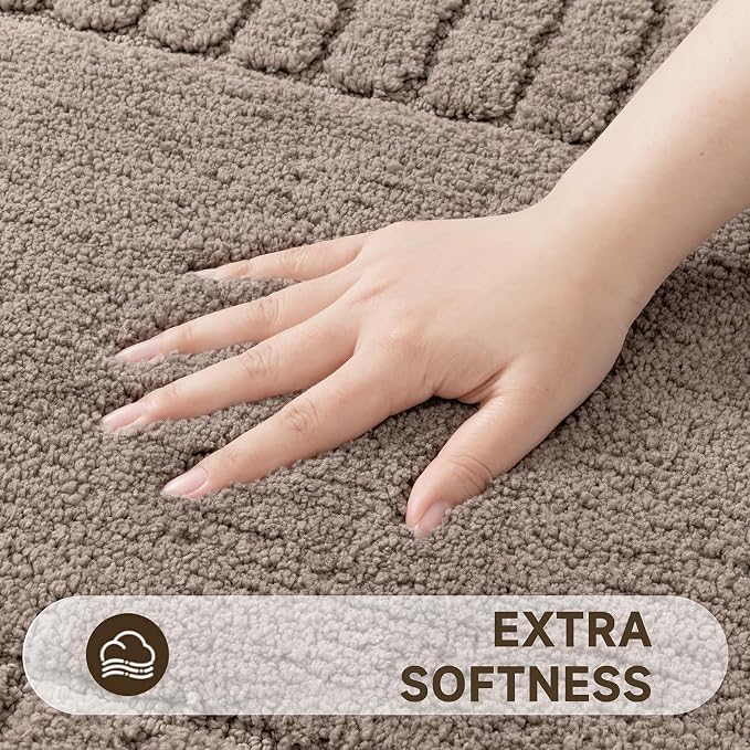 Pauwer Bathroom Rugs Set 5 Piece, Microfiber Bath Mat Set, Coffee | Non Slip Washable Bath Mat with U Shaped Toilet Rug, Plush Absorbent Shower Rug, Toilet Lid Cover, Quick Dry Floor Carpet