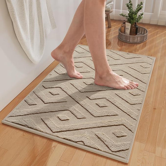 Bathroom Rugs Thin Non Slip Bath Mat for Bathroom Browm 24"x36" | Quick Dry Absorbent Washable Rubber Backing Bath Rug Shower Mat Bathroom Floor Mat For Sink Bathtub Beside Shower Entrance