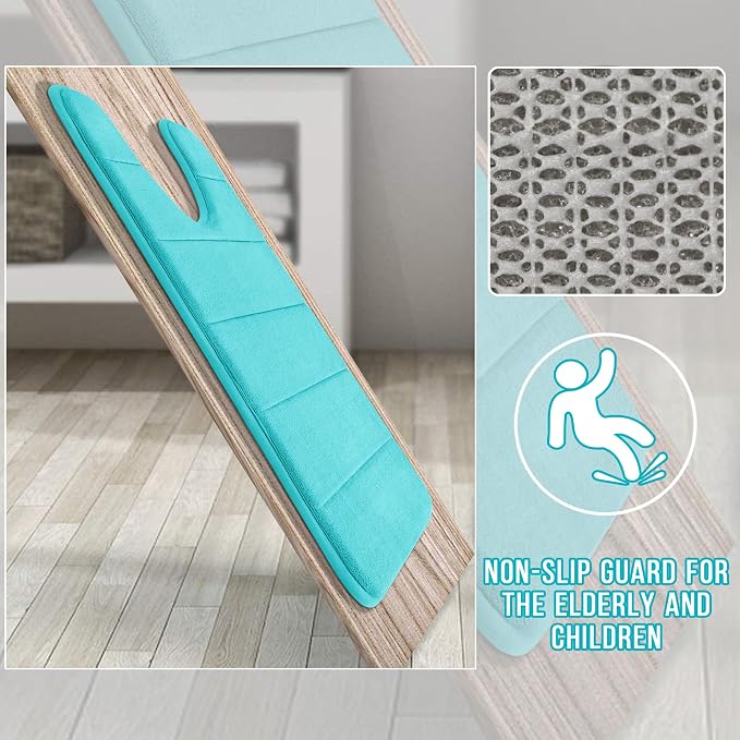 Yimobra Memory Foam Toilet Bath Mat U-Shaped, Soft and Comfortable, Super Water Absorption, Non-Slip, Thick, Machine Wash and Easier to Dry for Bathroom Commode Contour Rug, 24 X 20 Inches, Lake Blue