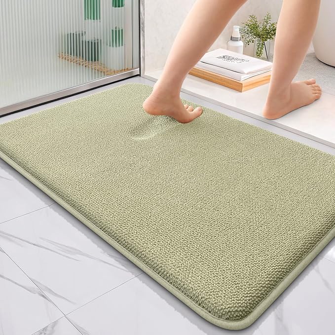 OLANLY Thick Memory Foam Bathroom Rugs 36x24, Absorbent Bath Mat, Vanilla | Soft Quick Dry Bath Rugs, Non-Slip, Machine Washable Carpet for Bathroom Floor, Tub and Shower, Home Decor Accessories