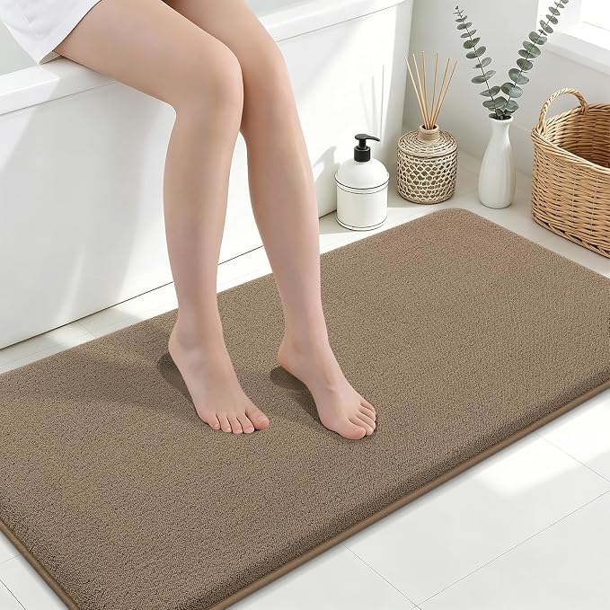 Smiry Memory Foam Bath Mat 47x24, Extra Soft Absorbent Bathroom Rugs | Camel Quick Dry, Machine Washable Bath Mats for Bathroom, Shower, Tub and Home Decor Accessories