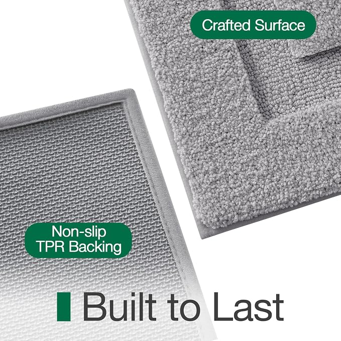 LUMI Ultra Soft Bathroom Rugs, Non Slip Bath Mat 20x32, Grey | Machine Washable with Rubber Backing, Quick Dry, Premium Microfiber Carpet for Shower Floor