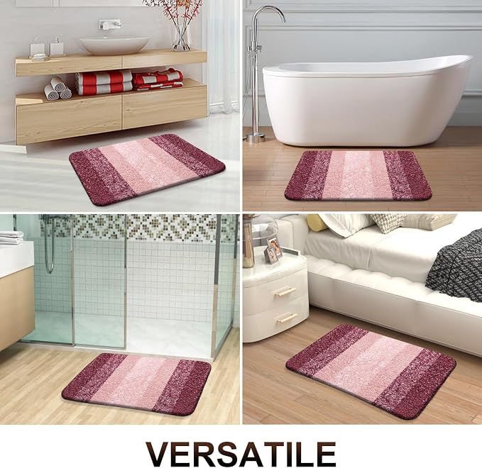 OLANLY Luxury Toilet Rugs U-Shaped 24x20, Soft Absorbent Microfiber Mat | Red, Non-Slip Quick-Drying Rubber Backing, Machine Washable Plush Contour Bath Mat for Toilet Base, Home Decor Accessories