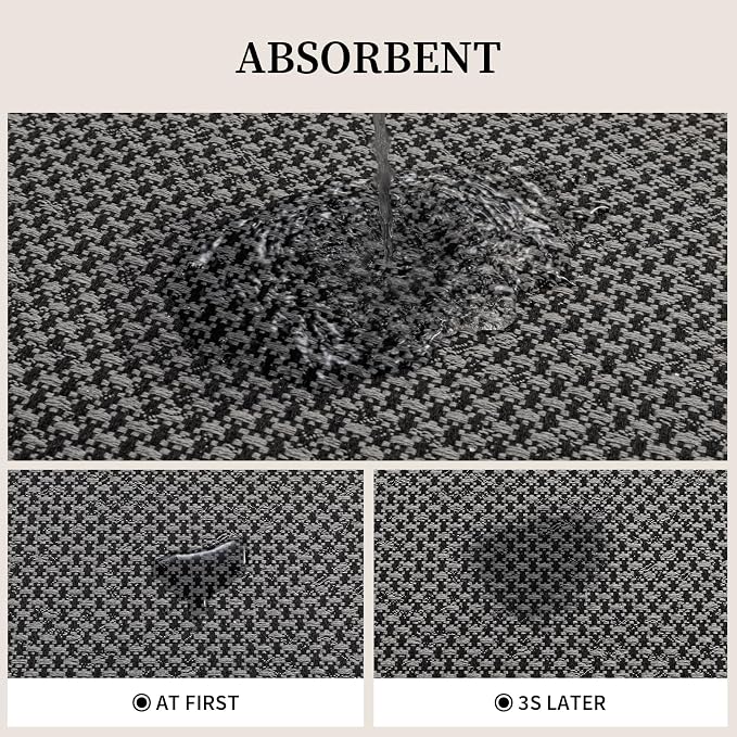 YIHOUSE Thin Bath Mat Dark Grey Bathroom Rugs Sets 3 Pieces, Non Slip Absorbent Bath Mats Quick Dry, Woven Braided Rugs Washable, Tapetes para Baño for Bathroom,Bathtub(17"x24"+17"x32"+17"x32")
