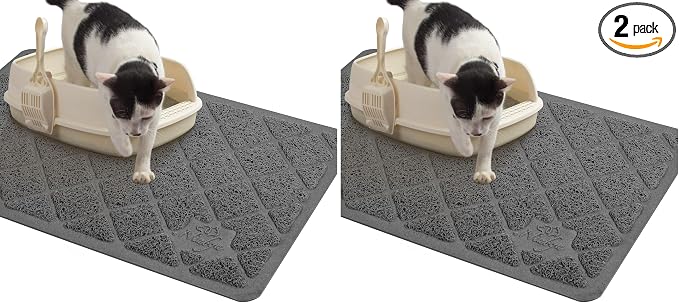 Niubya Premium Cat Litter Mat, 23" Long x 14" Wide, Non-Slip and Waterproof Design, Soft on Paws, Easy to Clean (Pack of 2)