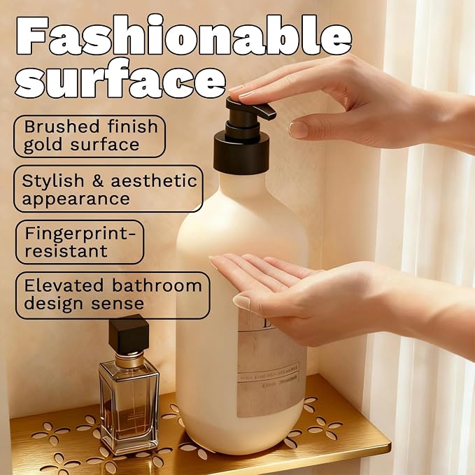 Brushed Orange-Gold Aluminum Material Shower Niche Shelf 12 Inch Rectangular Bathroom Niche Shelf with Floral Design Fits Prefabricated Tile Niches